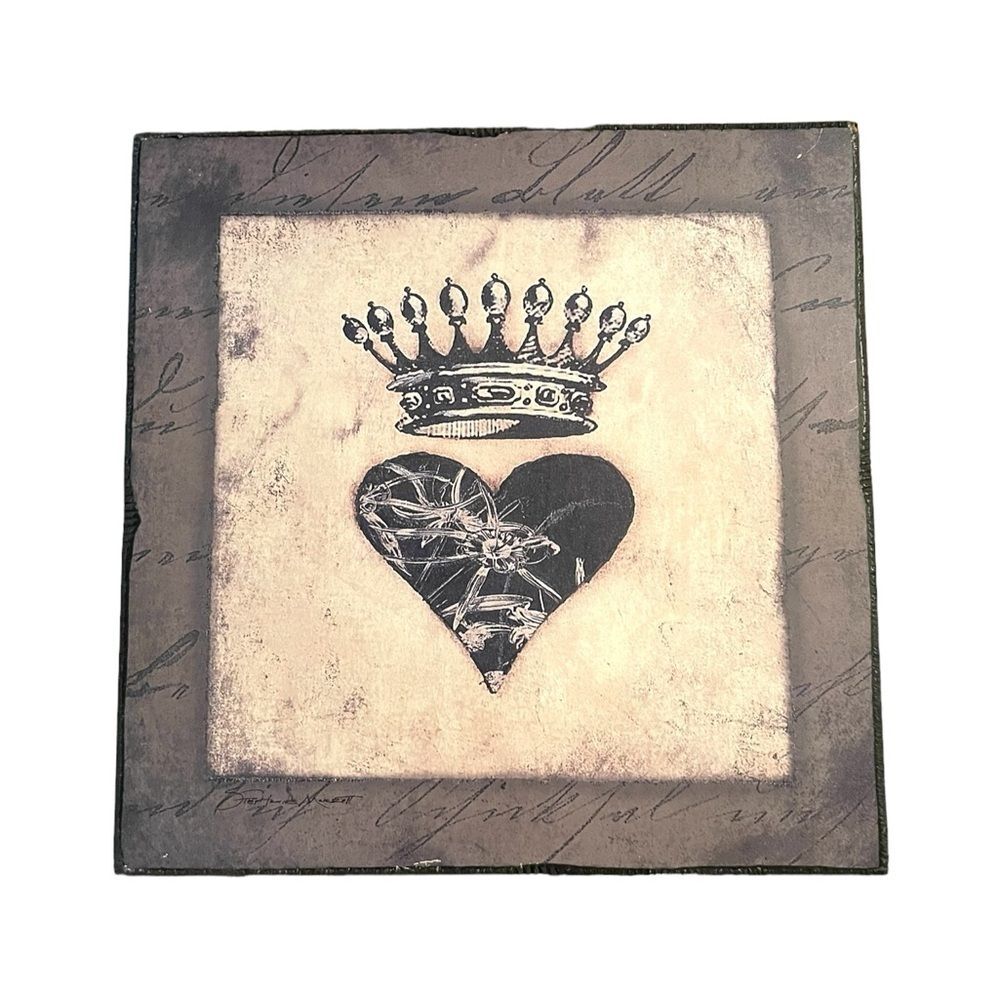 Heart Crown Print Wood Wall Art by Stephanie Marrott